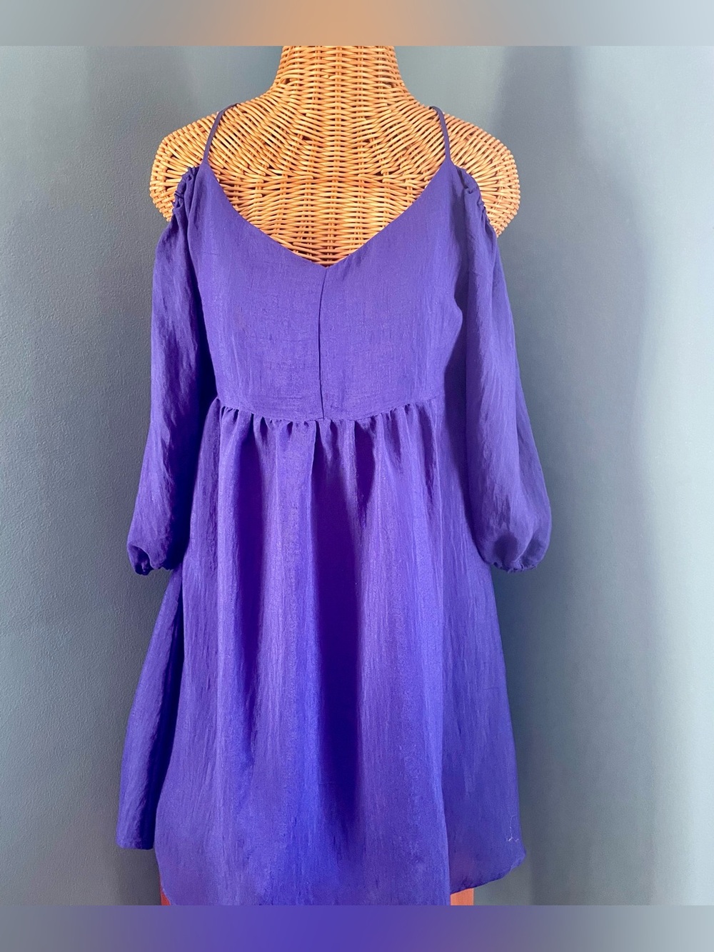 Anthropologie Moulinette Soeurs Blue Dress Open Shoulders Spaghetti Strap Size M